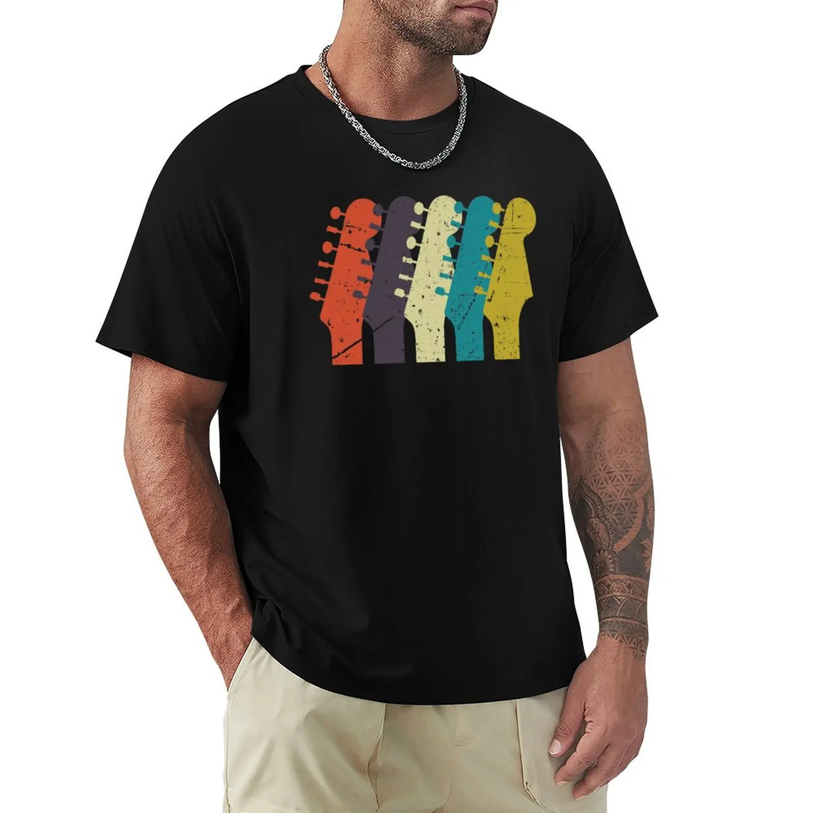 

Electric Guitar Headstock Vintage Style T-Shirt graphics animal prinfor boys funny gifts designer t shirt men