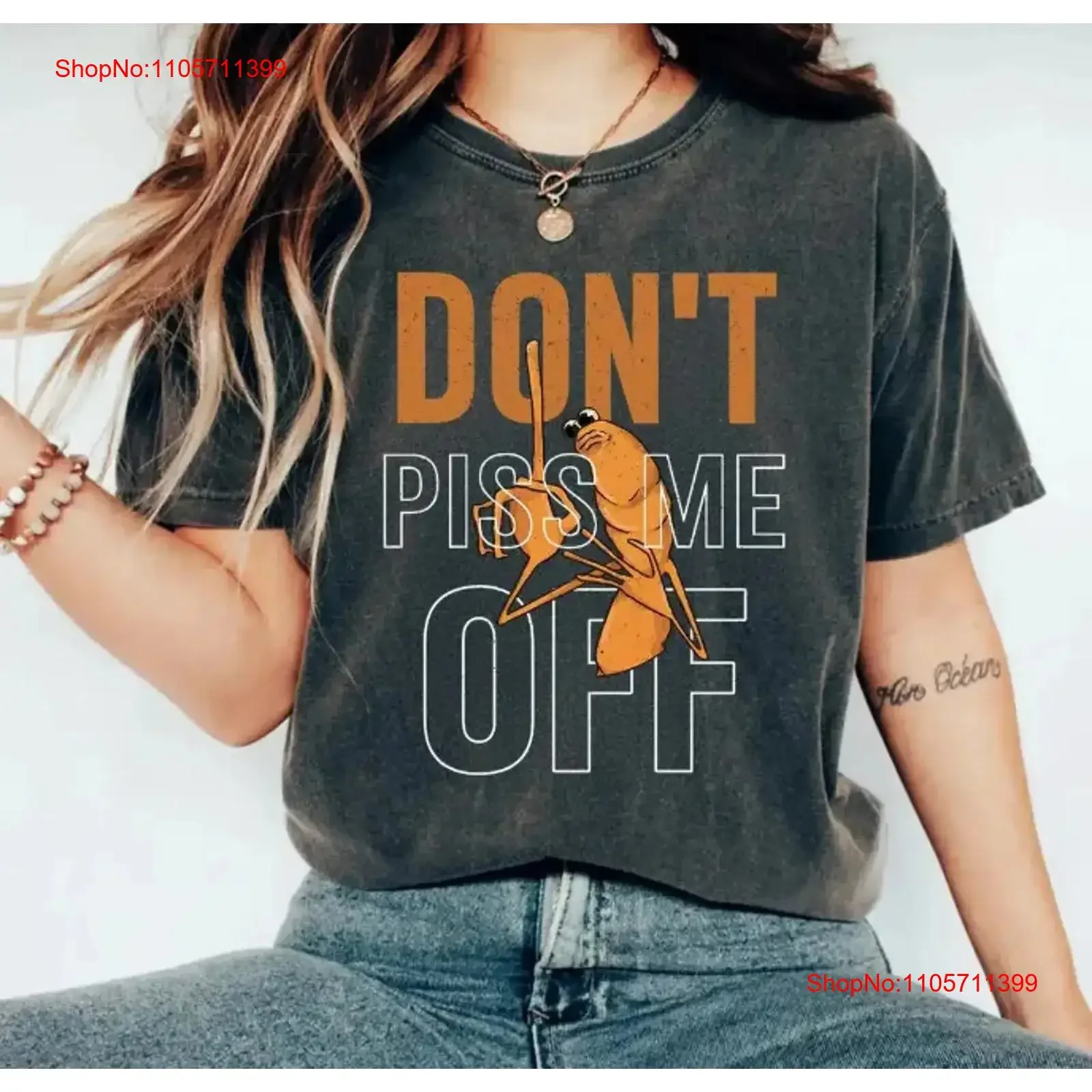 Don't Piss Me Off T Shirt Marcus The Worm Meme Funny long or short sleeves vintage Washed fashion Stylish Unisex Breathable