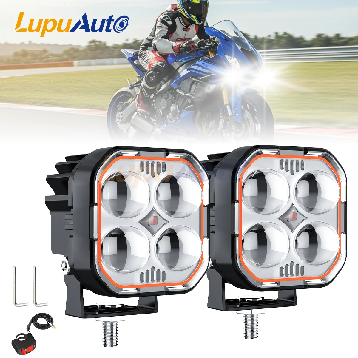 

Светодиодный прожектор для мотоцикла, противотуманный фонарь, проектор, стробоскоп, линза проектора, прожектор, двойной Hi/Lo Beam, грузовик, вспомогательная фара для мотоцикла