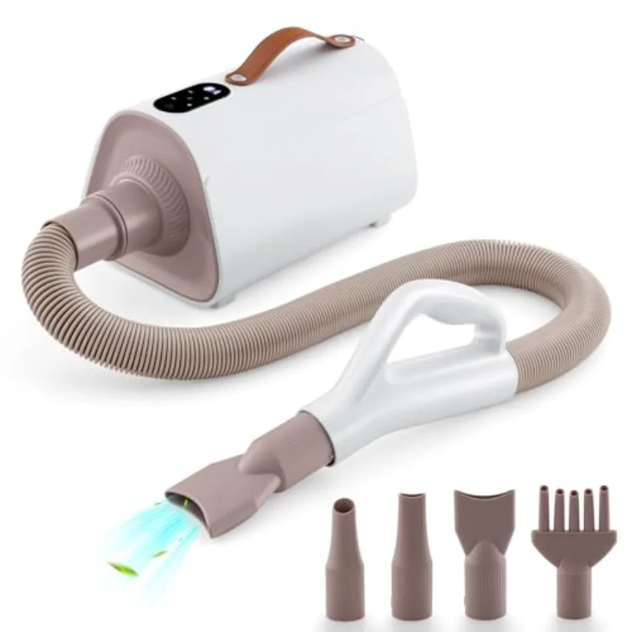 

Dog Dryer Pet Blow Dryer with Smart LED Touch Screen 4 Nozzles Adjustable Temperature Airflow Negative Ion Function Hi