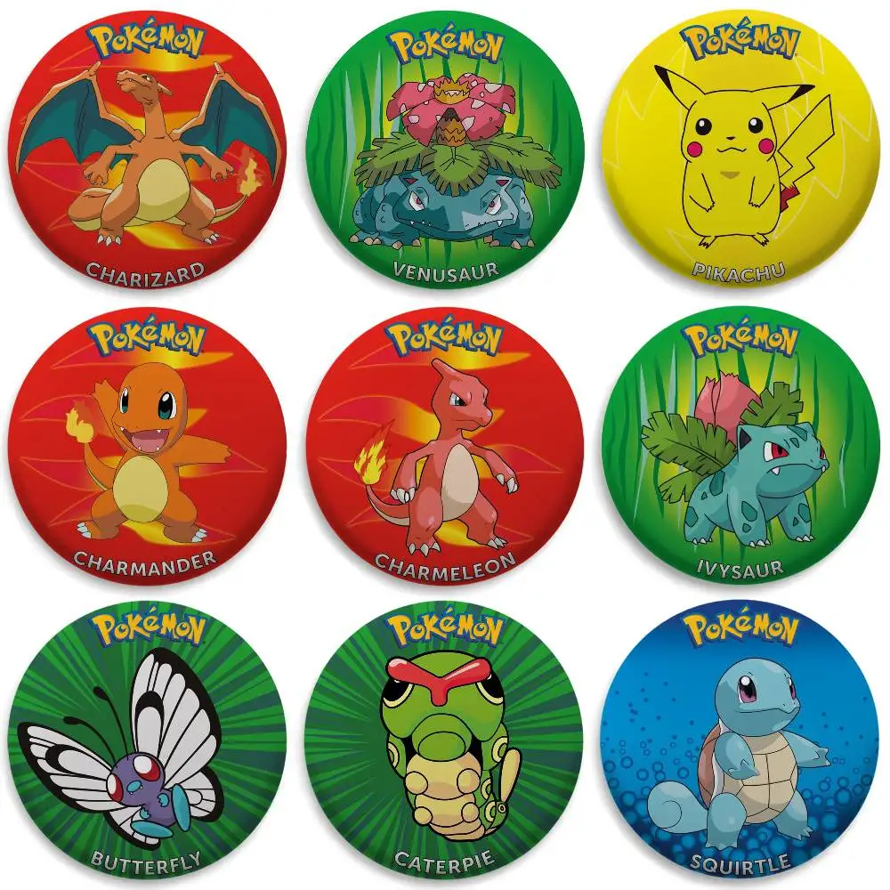 

Charizard Pikachu Charmander Badges Round Exquisite Badge Brooches Creative Pins For Clothes Hat Backpack Gift Accessories