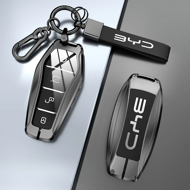 

Car Zinc Alloy Key Case For BYD Atto 3 Han EV Dolphin Durable Second Song Pro Tang Dm QIn PLUS MAX Yuan Key Holder Cover Chain