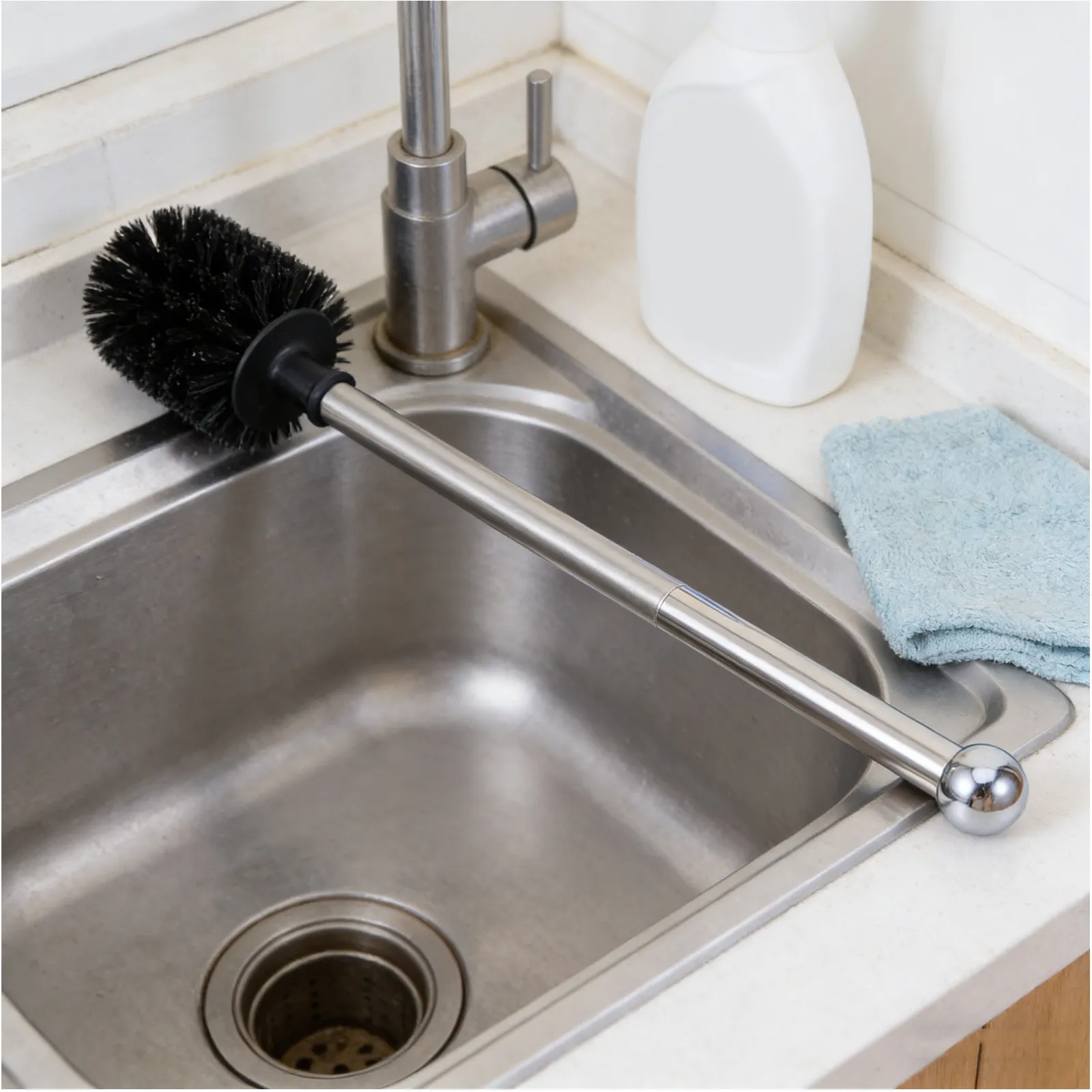 

Набор из 1 шт.: Сменная ручка-насадка для туалетной щетки из нержавеющей стали, аксессуар для уборки ванной комнаты, инструмент для чистки, фурнитура