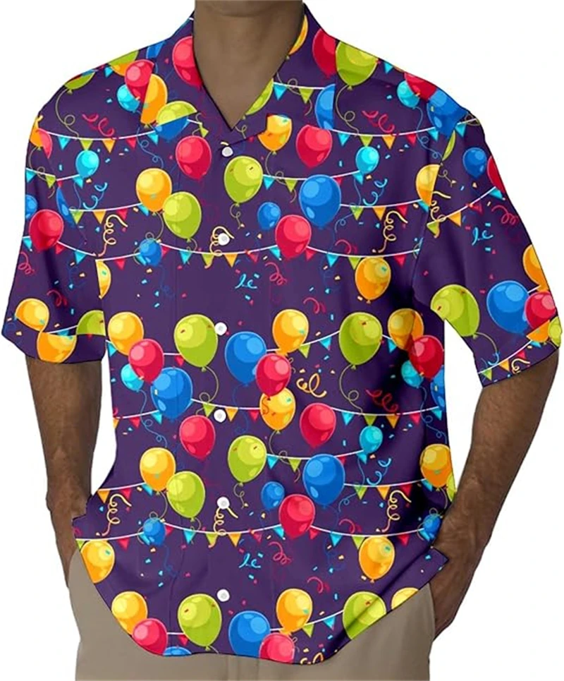

Carnival Casual Shirt 3D Print Colorful Graffiti Loose Summer Shirts Male Short Sleeve Harajuku Pattern Oversized Women Blouses