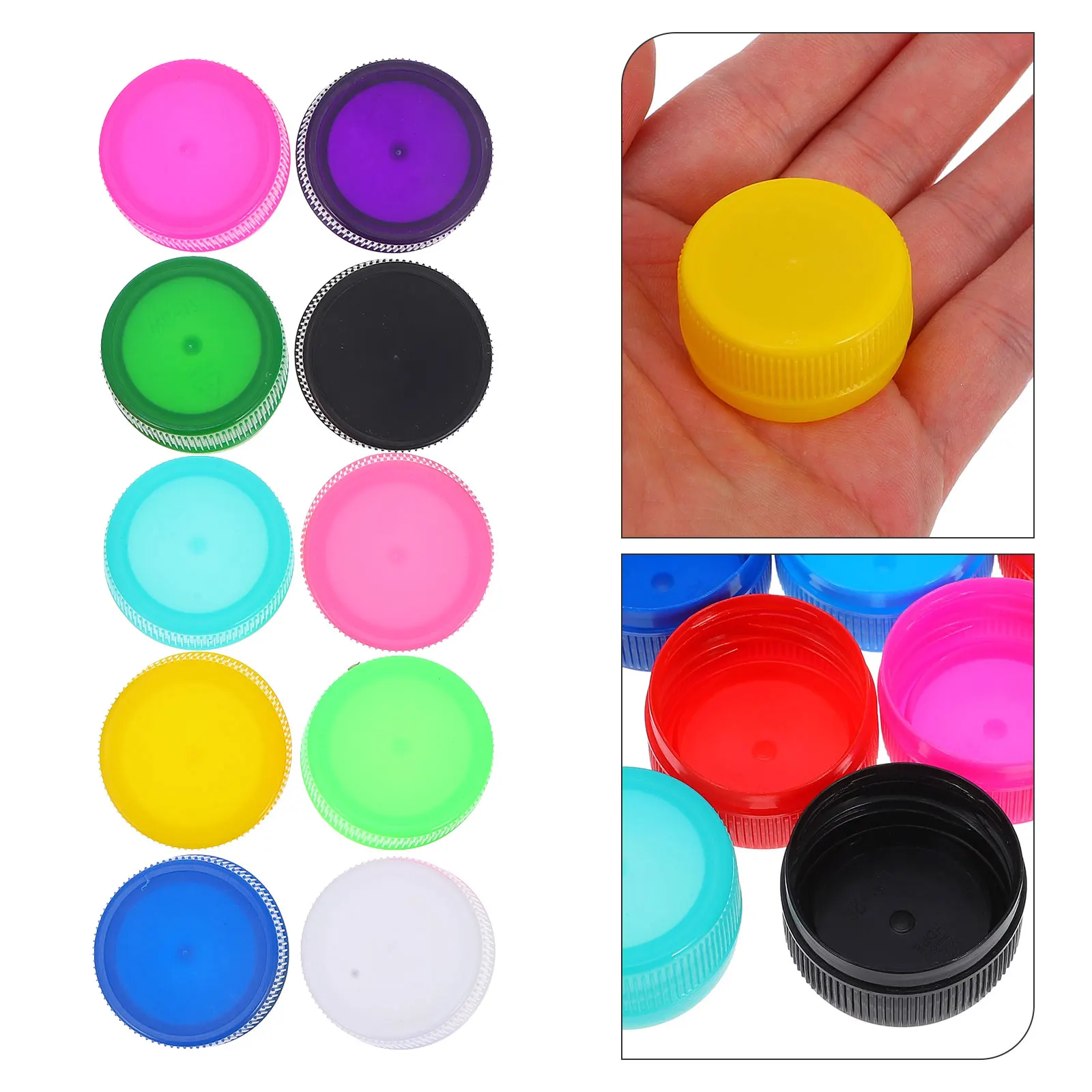 

100 Pcs Plastic Bottle Cap Kids DIY Crafts Colorful Lids Cover Can Bright Colors for Attractive