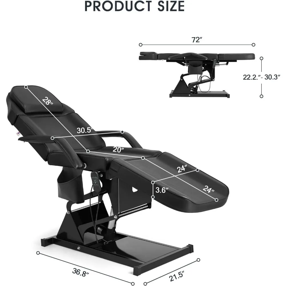 Facial Bed for Esthetician Massage Table Beauty Bed Medical Aesthetic Tattoo Chair with 3 Motor Electrical Adjustments