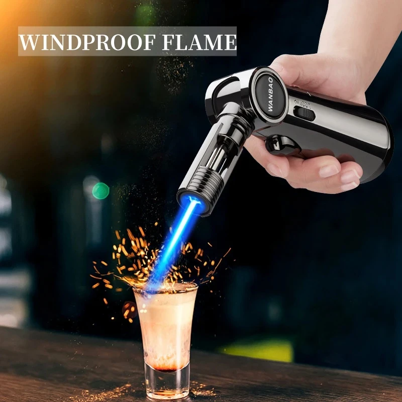 Metal Torch Gas Windproof BBQ Kitchen Cooking Jet Turbo Cigar Lighter High Capacity Spray Gun Jewelry Metal Welding Men\'s Gifts