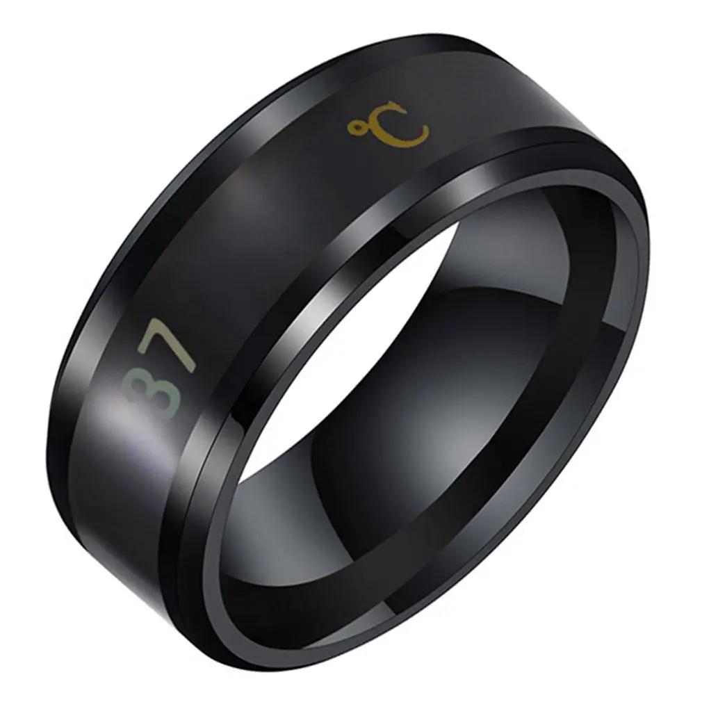 Anillo de acero de titanio sin decoloración, 4 colores, resistente al agua, temperatura inteligente, anillo de pareja, joyería de dedo, sentido de temperatura de la yema del dedo
