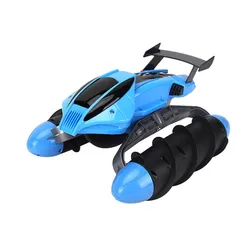 Amphibious Stunt Drift RC Boat Multi-Terrain Omi-Directional Driving Waterproof Body Spiral Wheel Cool Lights Hovercraft Model