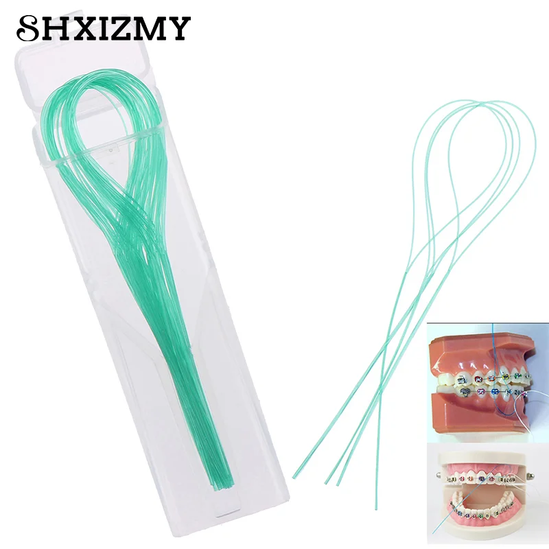 

100Pcs Dental Floss Threader Dental Traction Line Oral For Crown Brace Bridge Implant Hoop Threading Braces Steel Traction