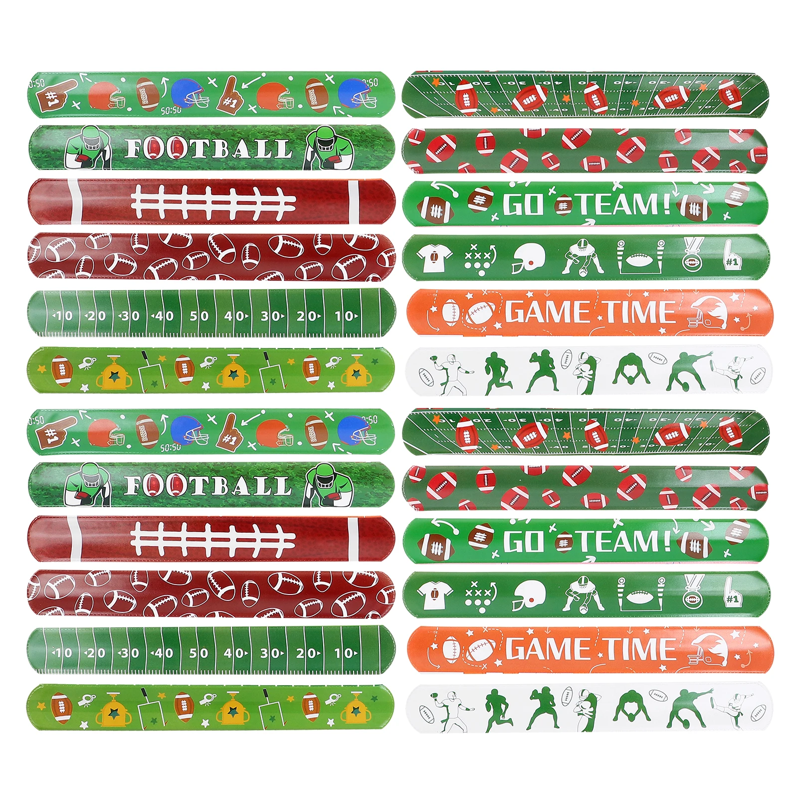 24個 スラップブレスレット スポーツテーマ パーティー記念品 リストバンド 子供用 ラグビースラップバンド 楽しいおもちゃ 装飾アクセサリー 教室用