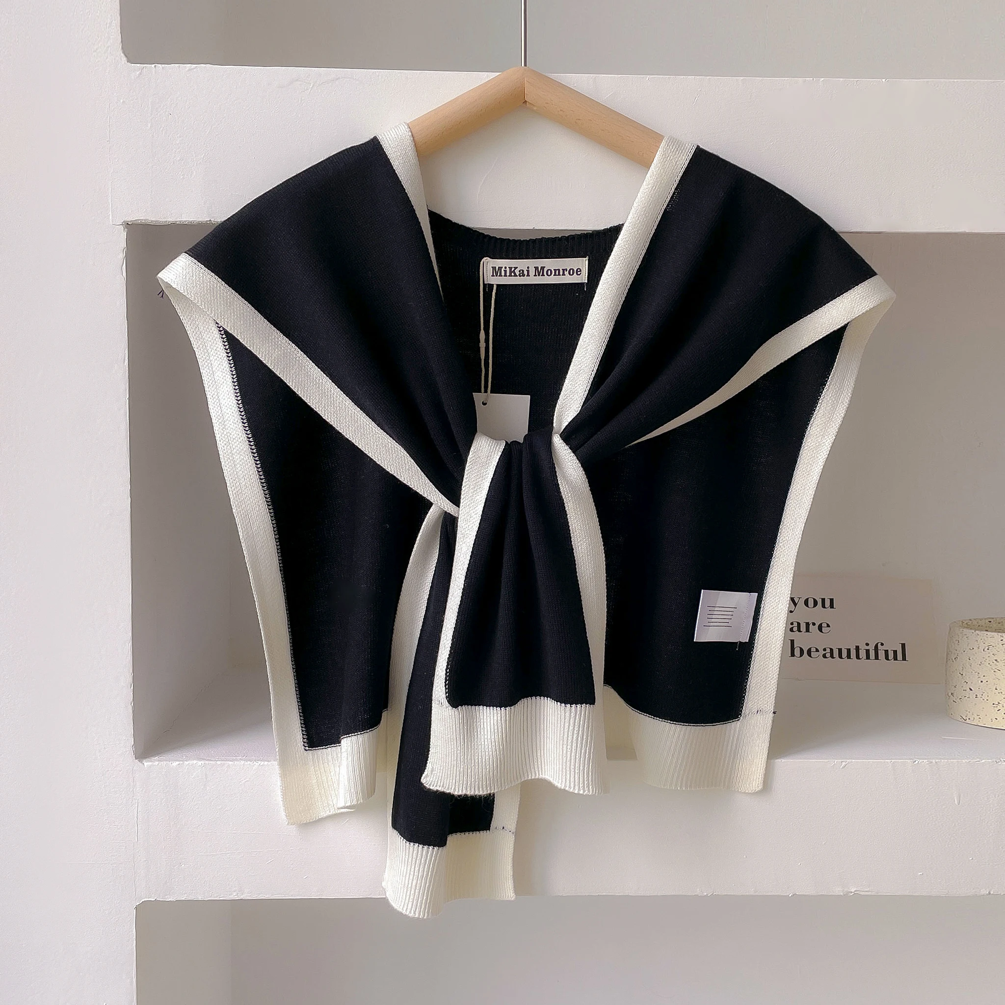 

Весенне-осенняя вязаная полосатая шаль с высококачественным летним офисным шарфом для шеи и плеч с кондиционером