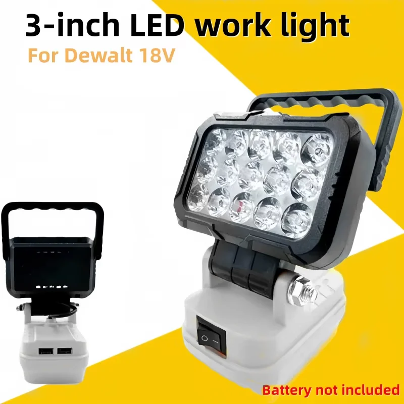 3-inch LED work light with hook for Dewalt 20V lithium-ion batteries for daily use.  for DCB184 DCB180  DCB182. With USB port