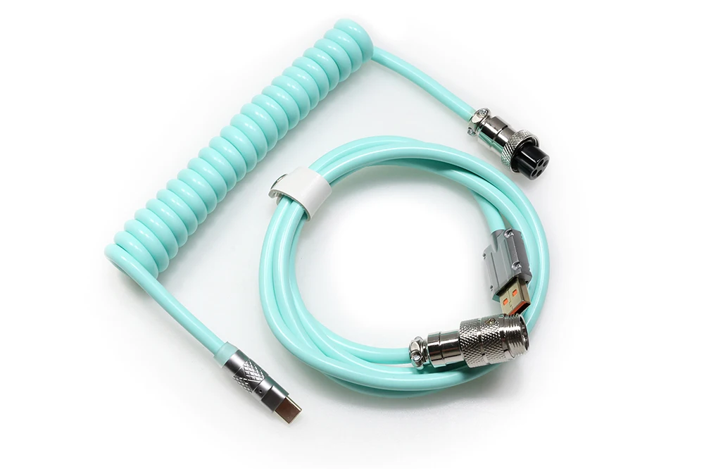 LOOP PU Aviator Connector Cable USB A to type C GX16 Aviation For Mechanical Keyboard Handmade PU RGB Breathing Light