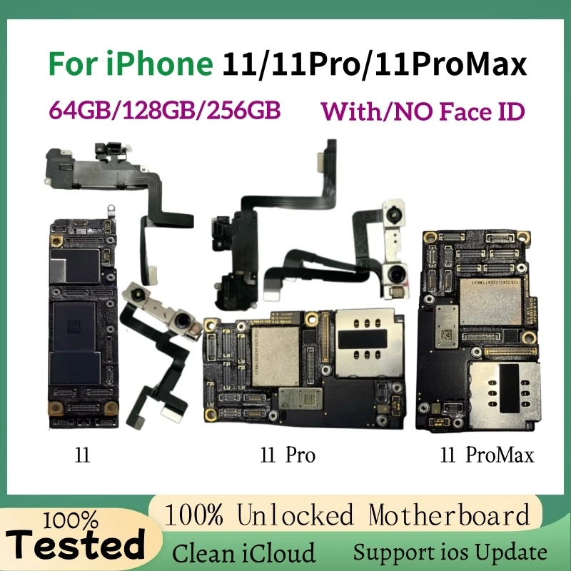 Unlocked For iPhone 11 Pro Max Motherboard With Face ID iOS Update