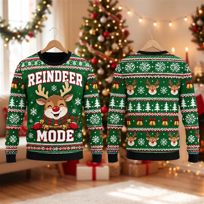 Christmas Gift For Men Women Funny Santa Sweater 3D Print Ugly Xmas Jumper Holiday Party Outfit Winter Pullover Sweatshirt Tops