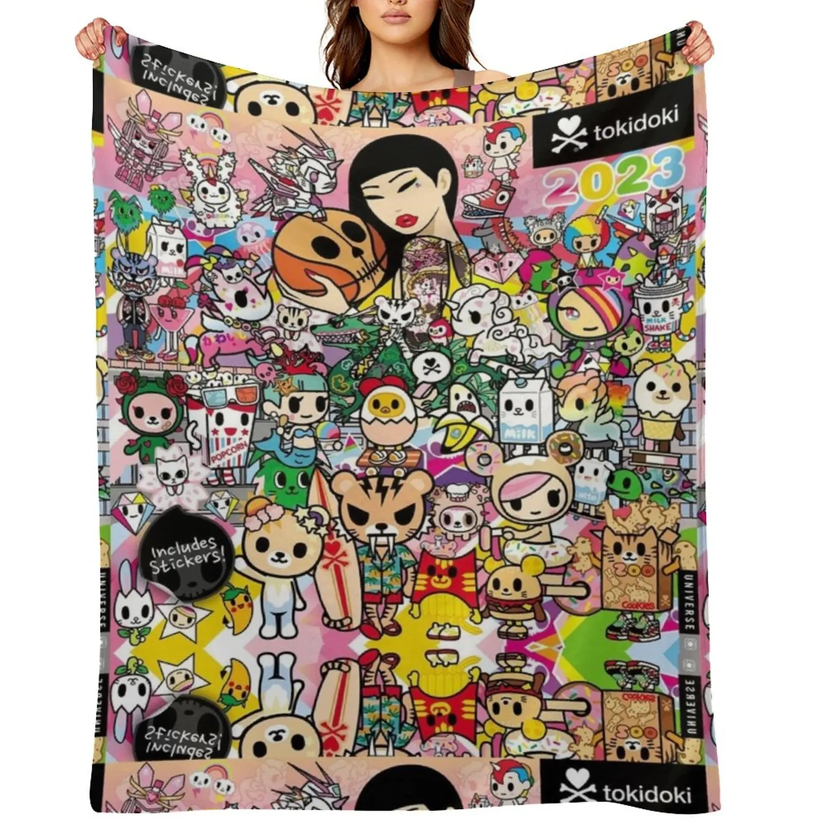 

donutella and his friends unicorns mofia collaboration Throw Blanket Comforter Luxury Loose Soft Plaid Blankets