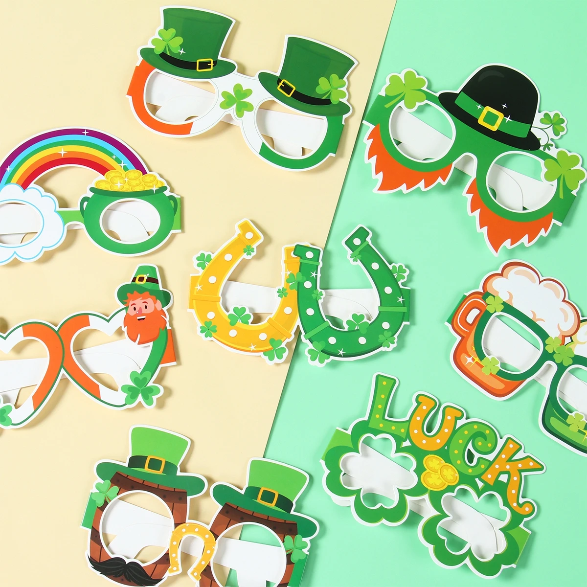 St. Patrick's Day Paper Glasses Decoration Photo Booth Props kids Party Decorations Saint Patricks Day Facial Decoration