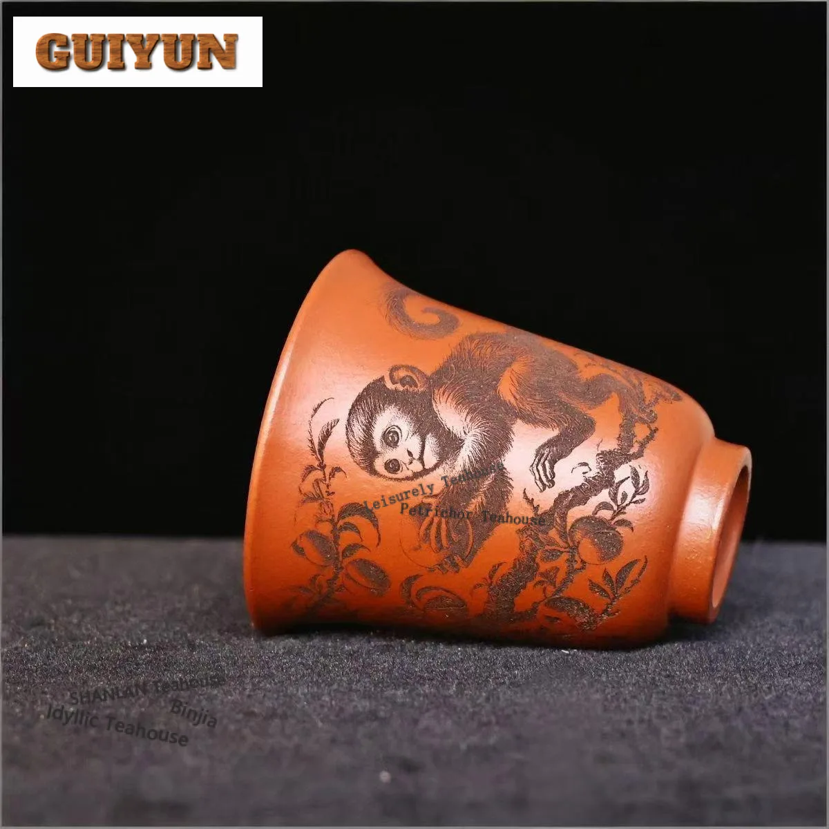 135ml Yixing Purple Clay Golden Monkey Blessing Teacup Retro Tea Bowl Jug Tea-tasting Fragrance Cup Chazhan Master Cups Craft