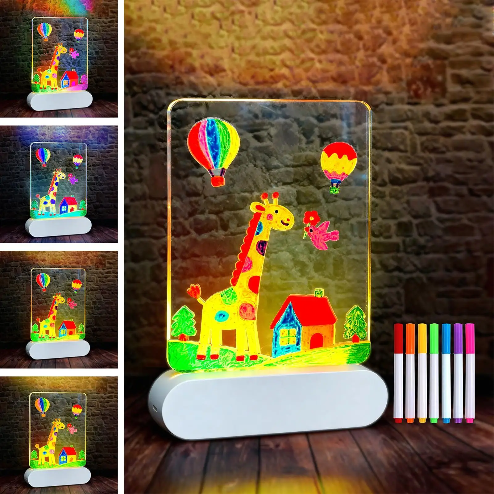 LED 드로잉 보드 LED 3D 충전식 지우기 장난감 재사용 가능한 아크릴 드로잉 보드 소년 소녀 청소년 가정 학교 사무실 여행용