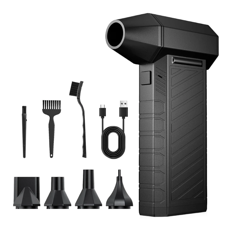 150000rpm Dust Blower Rechargeable Air Cleaner with Handheld Grip, Brush Tips and Easy-Store Body for Desk Area, Keyboard and