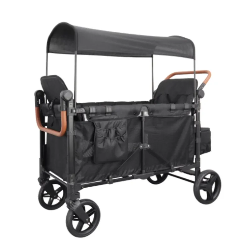 

Foldable 4-Seater Outdoor Wagon with Full Canopy, Heavy Duty Camping Cart