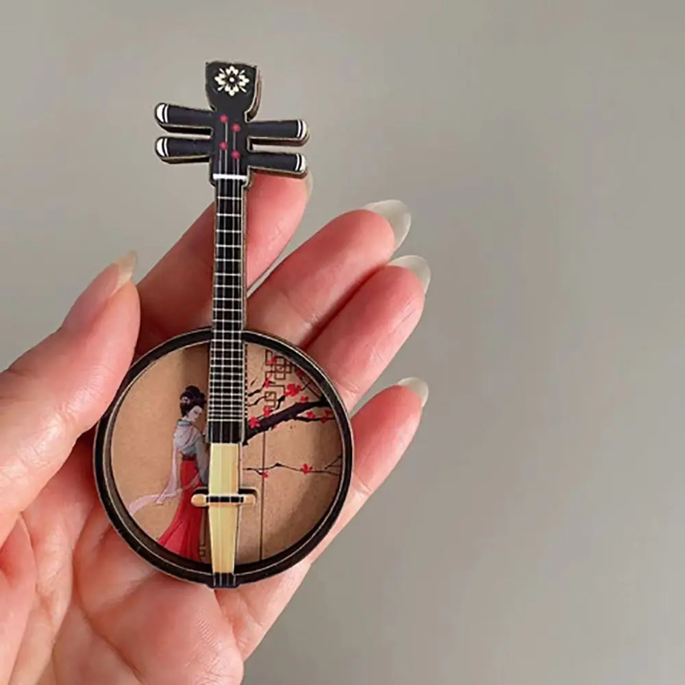 

1/6 1/12 кукольный домик, музыкальные инструменты, многоцветный куртизанский узор, китайский классический инструмент, деревянный реквизит для фотографий