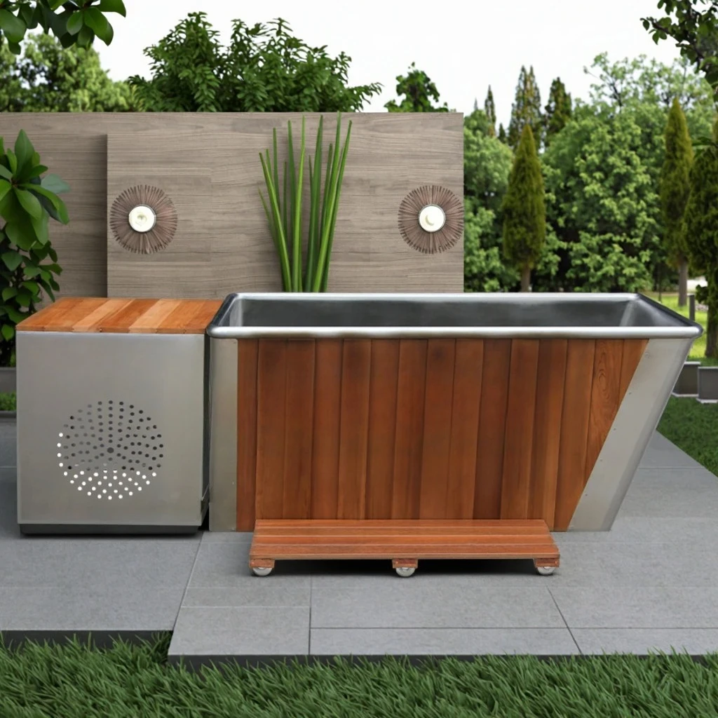 

2025 Red Cedar Modern Design Indoor Outdoor Gym Spa Soaking Home Ice Bath Cooler Athletes Cold Plunge Tub