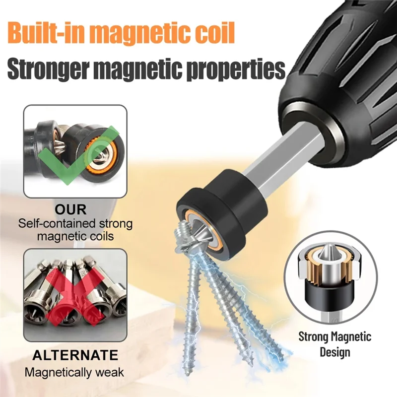 ABKL-10Pcs Magnetic Drywall Screw Setter Bits For Plasterboard Hex Shank Positioning Bit Easy Installation Drill Accessory