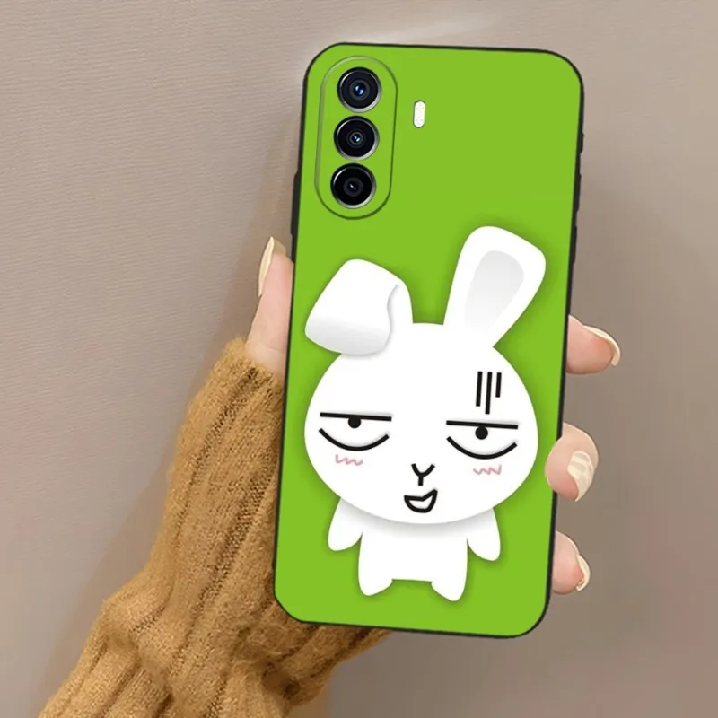 Ins Korean Cute White Rabbit Phone Case Funda For Huawei P30 P40 P50 P10 P20 Lite Mate 40 Pro Plus Psmart Z 6 7 5 Back Cover