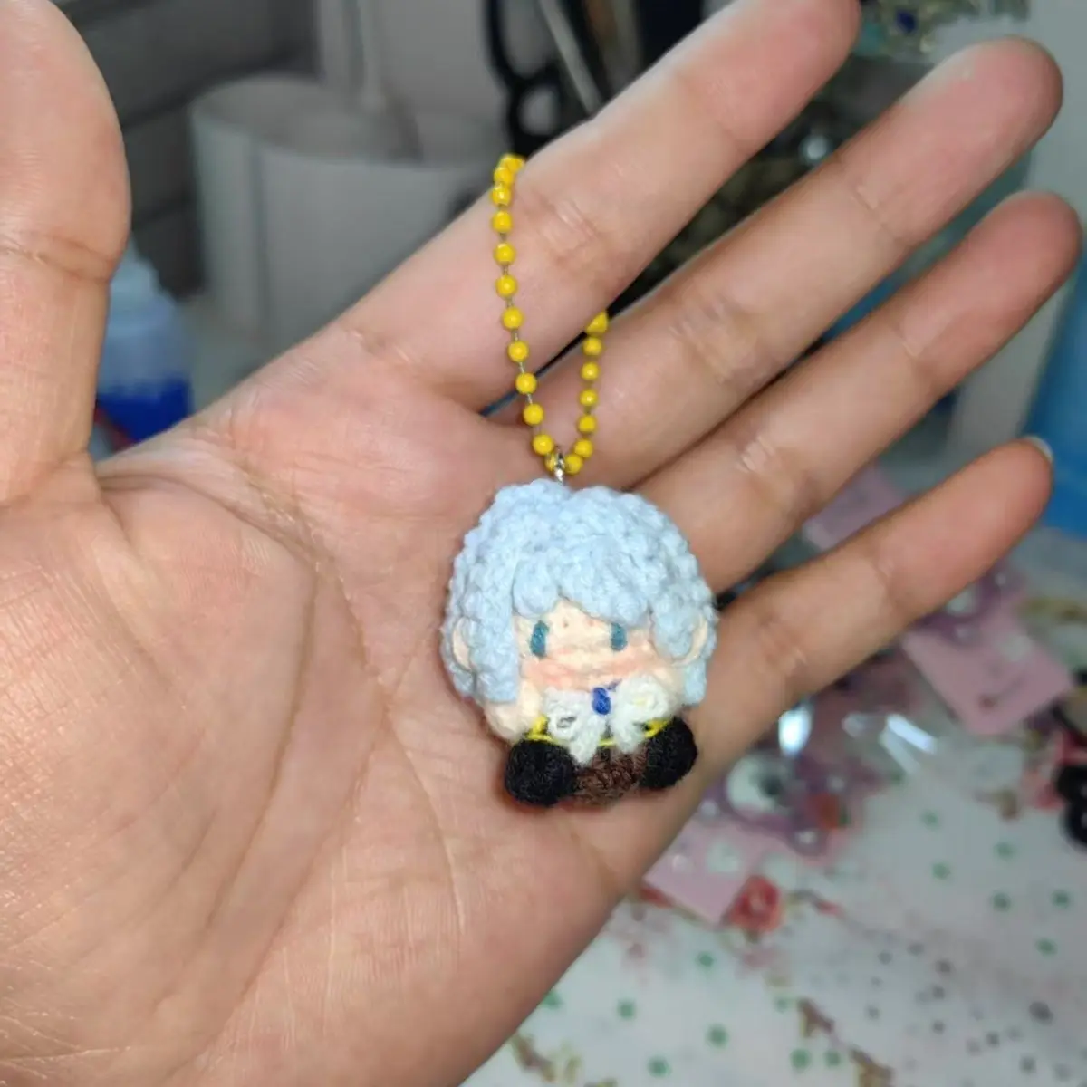 Anime Ace Attorney Franziska Von Karma Cosplay dibujos animados llavero de ganchillo ornamento llavero hecho a mano Prop Widget accesorio regalo