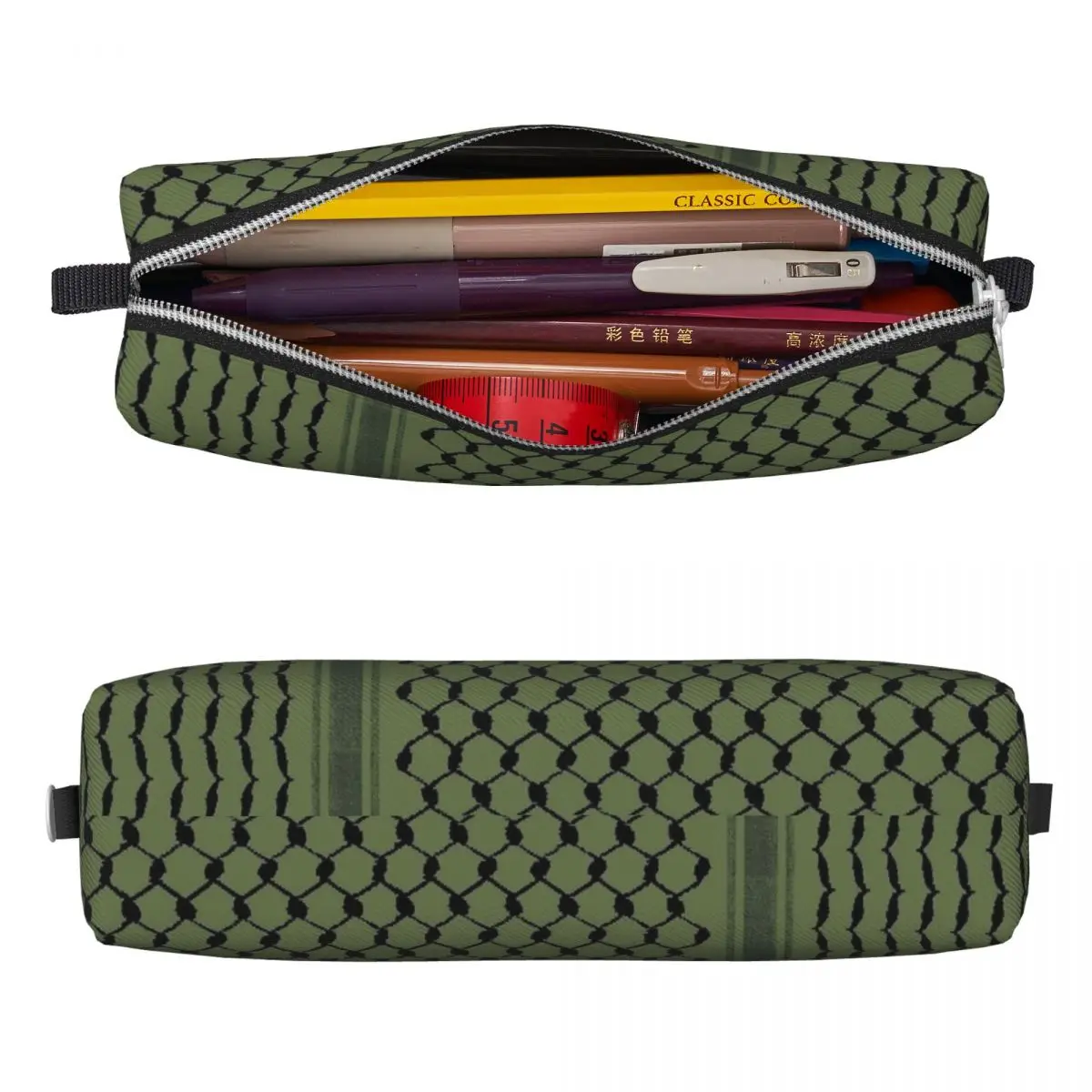 Palestinian Hatta Kufiya Folk Olive Green Palestine Keffiyeh Pencil Case Pen Box Bag Student Students School Gifts Pencilcases