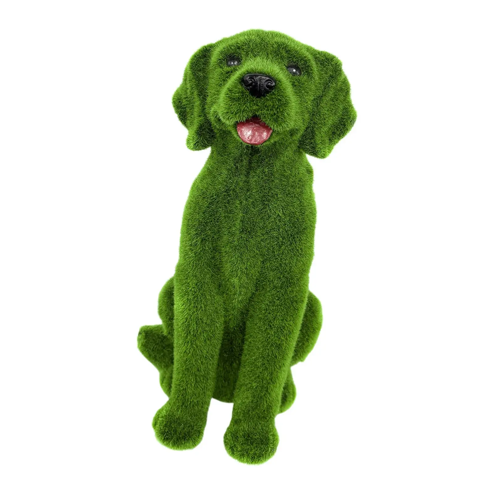 Funny Resin Dog Figurine Flocked Animal Outdoor Garden Statue Yard Sculpture Decor for Porch Balcony