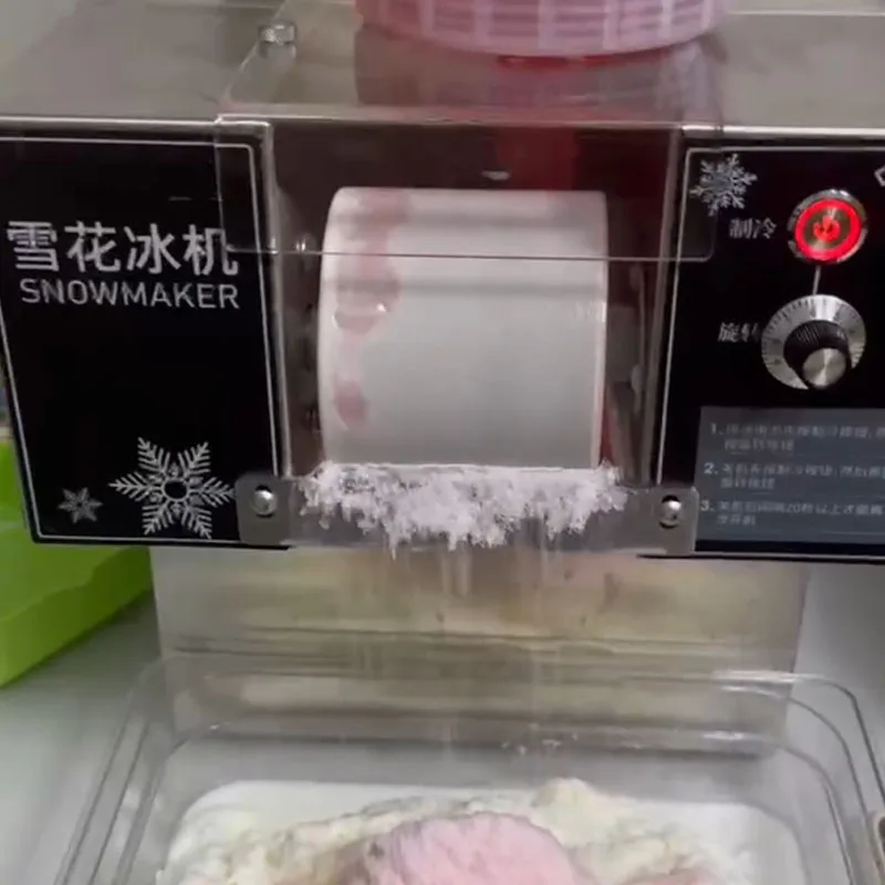 110V 220V Korean Snowflake Ice Machine Small Snow Continuous Cooled Milk Mango Bingsu Shaver Smoothie Crusher
