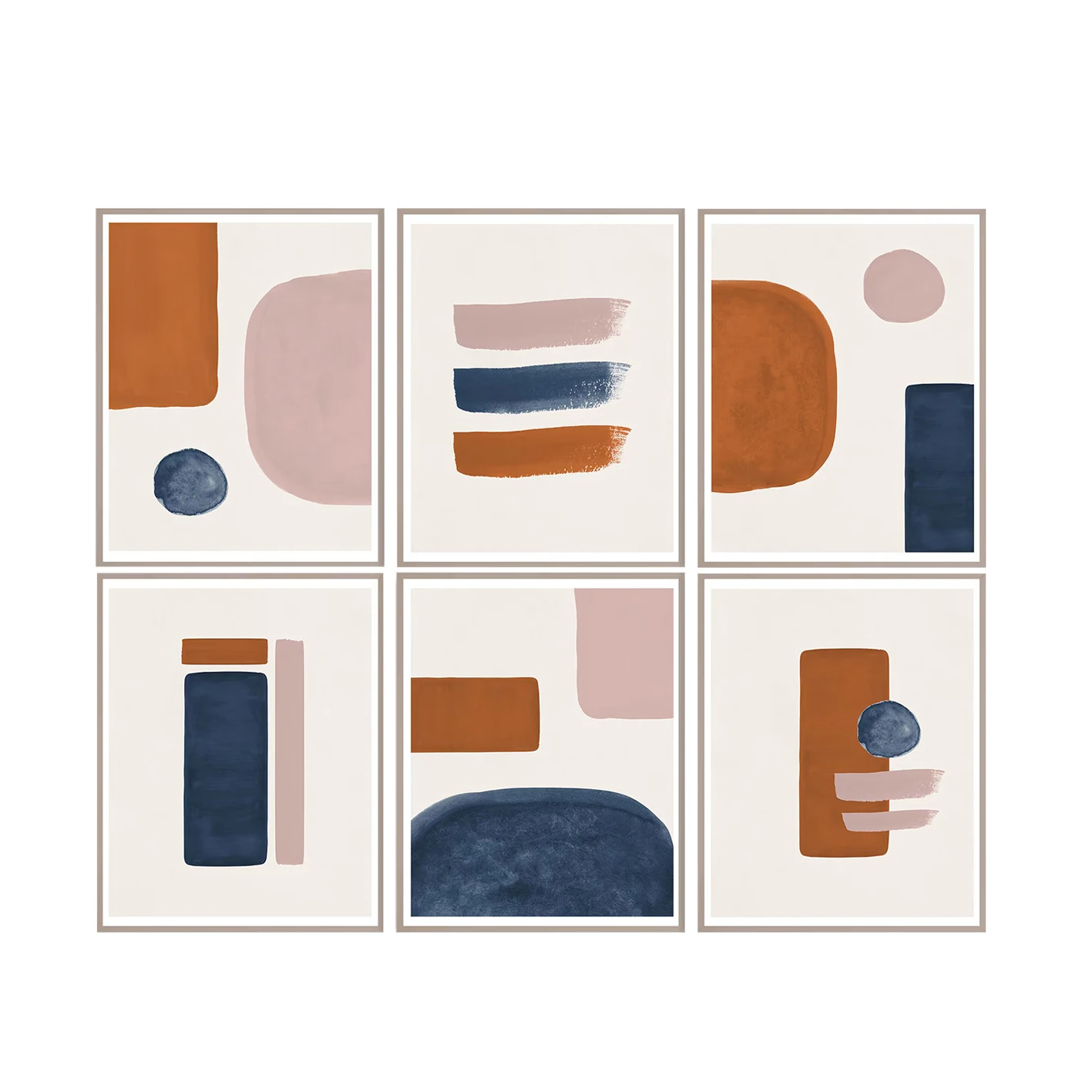 1pc frameless A set of 6 abstract posters in a modern bohemian style featuring minimalism and seamless splicing perfect for mode
