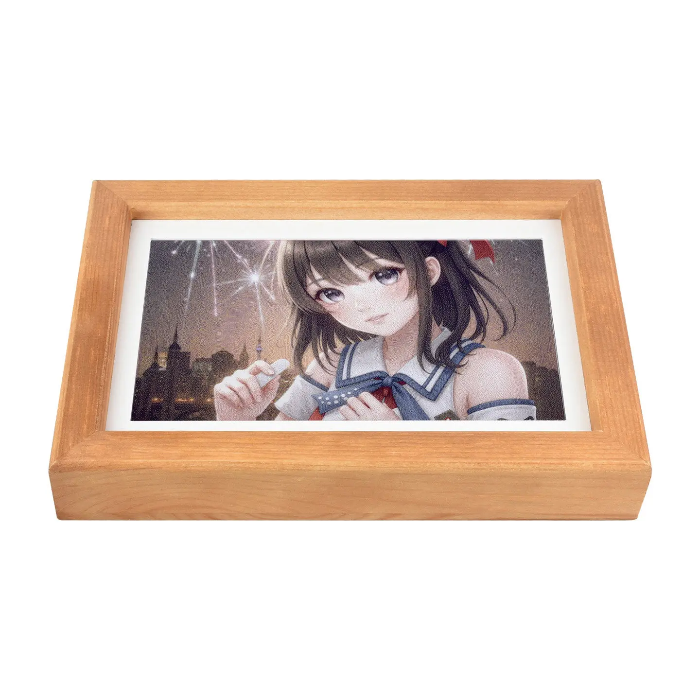 Waveshare 7.3‑inch E6 Full‑Color E‑Paper Display, Solid Wood Photo Frame for Calendar & Album with Timed Refresh Function