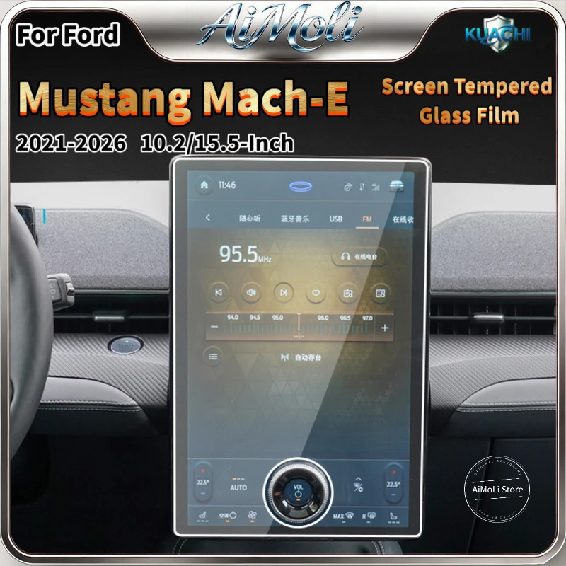 For 2021‑2026 Ford Mustang Mach‑E 15.5Inch Car Interiors Accessories Screen Tempered Glass Film Anti-Scratch Glare Fingerfrints