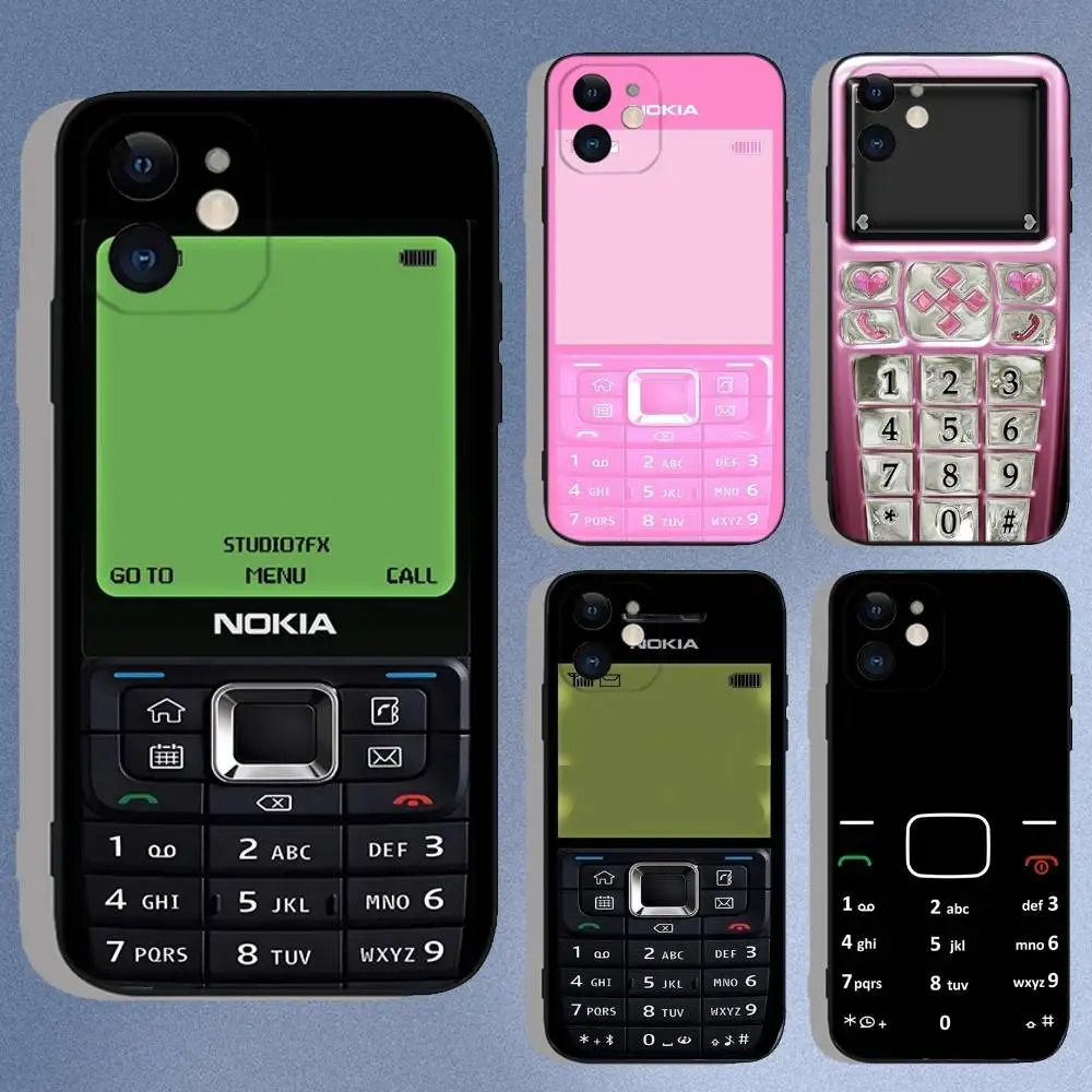 

Retro Mobile Phone Case For iPhone 16e,16,15,14,13,12,11,XS,XR,X,8,7,Pro,Max,Plus,Mini Silicone Black Funda Shell