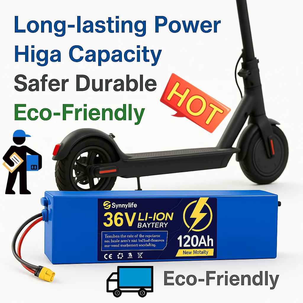 

High Power 36V Electric Scooter Battery 120Ah, 2025 Upgrade 10S3P Lithium Pack for M365 Long Range Use