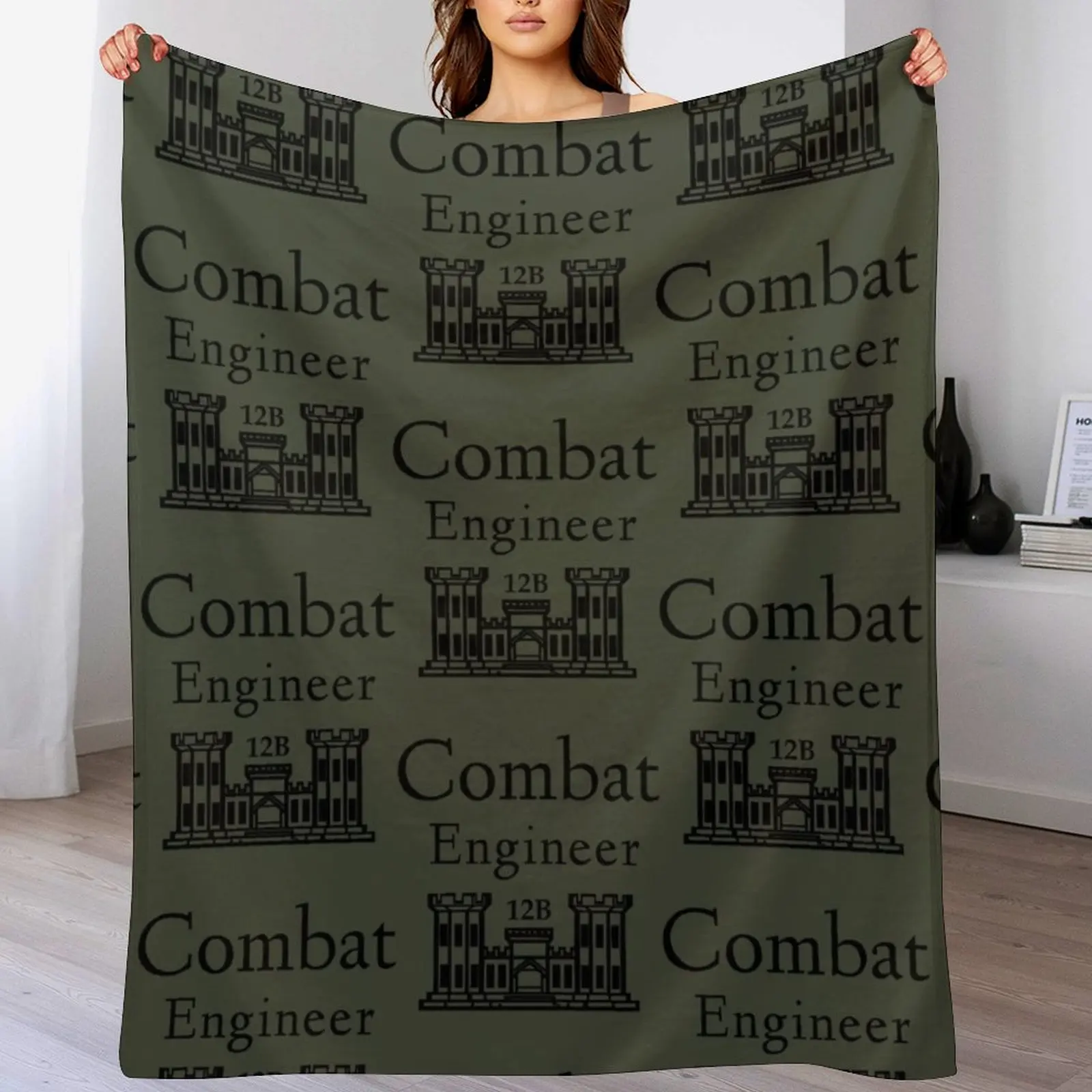 Army Combat Engineer Throw Blanket Soft Warm Blanket Gift for Men Women Adults