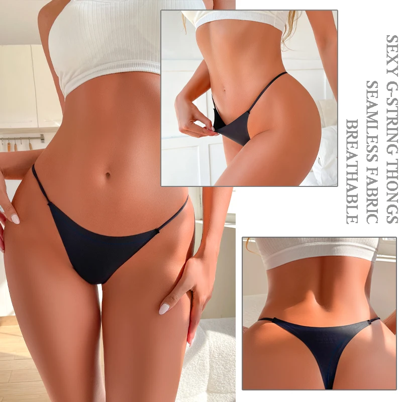 6PCS/Set Seamless Panties For Women Sexy Low Rise Ultra Thin Fabric G-String Thongs T-Back No Trace Underwear Ladies Lingerie