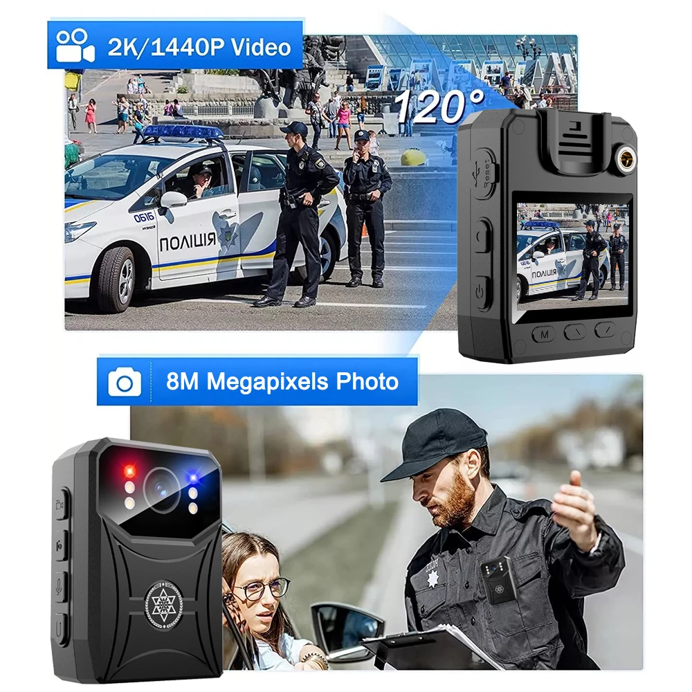 2K Mini Police Camera Law Enforcement Recorder DV with HD IPS Screen Police Body Camera Portable Body Camera