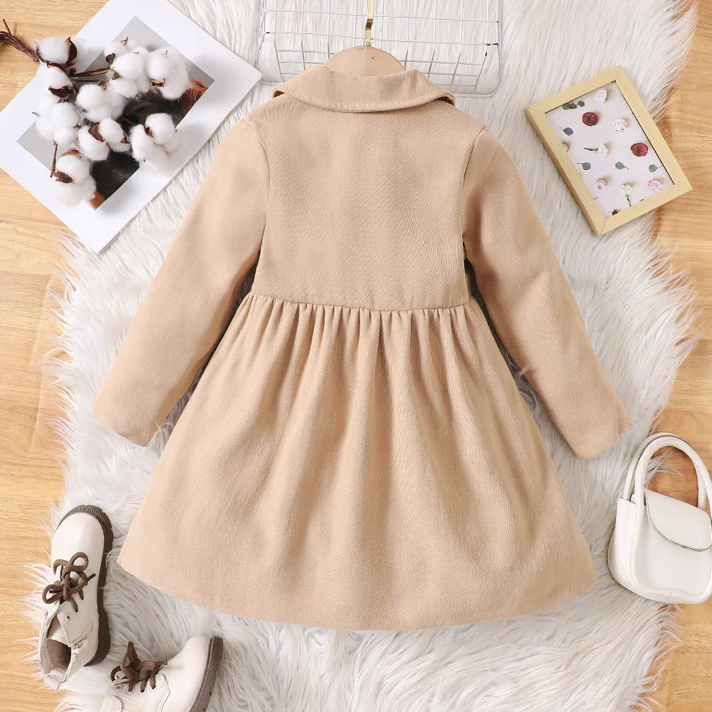 New Solid Color Lapel Long Sleeved Trench Coat for Girls In Spring and Autumn Fashionable and Versatile Runway Jacket