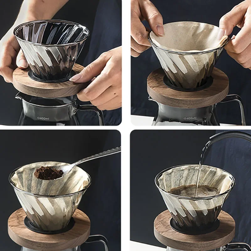 Стеклянный графин для эспрессо, кофейник с фильтром для заливки кофе - 400 мл 600 мл Алмазный стеклянный кофейник с крышками