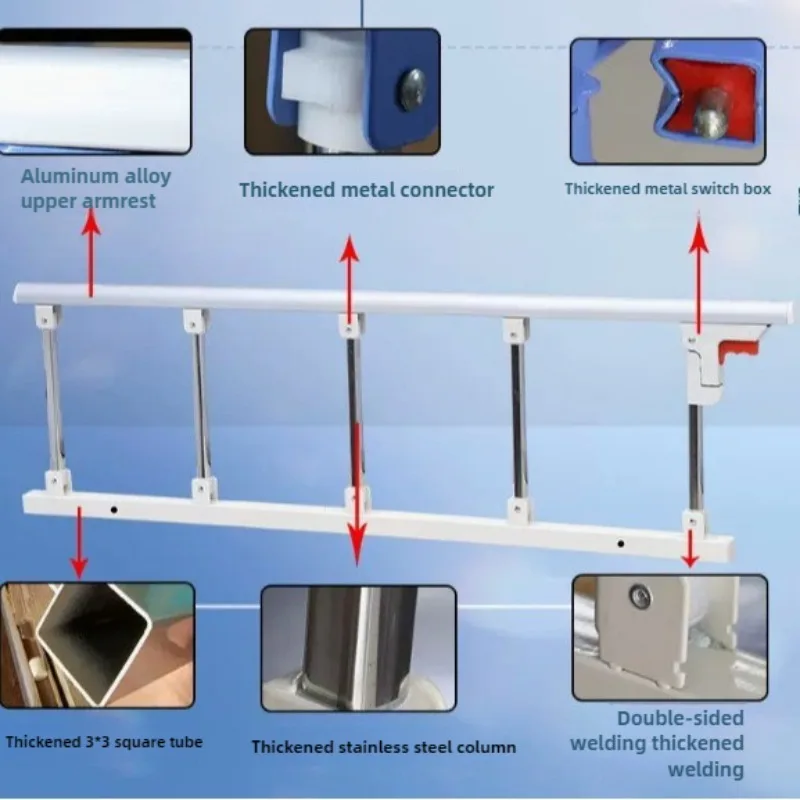 Aluminum Guardrail for Home Use Foldable Elderly Bed Guardrail Children's Bed Safety Fence Thickened and Durable Bed Enclosure