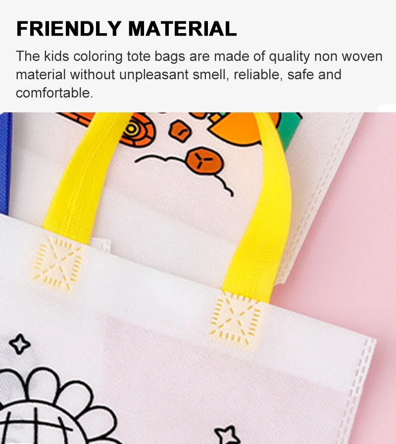DIY-Mal-Geschenktüten mit Malstiften, Party-Geschenktüten für Kinder, Spielzeug-Aufbewahrungstasche, Öko-Einkaufstaschen aus Vliesstoff – Detail 4