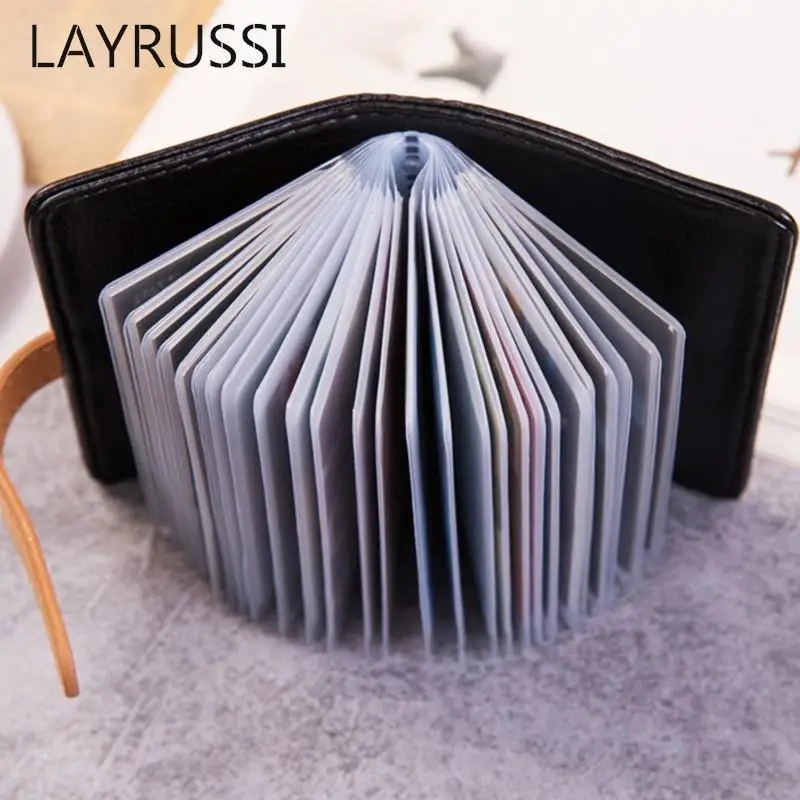 LAYRUSSI Multi-card Position PU Leather Card Holder Women Small Wallet Ladies Purse Men Slim Card Holder Wallet Male Clutch Bag