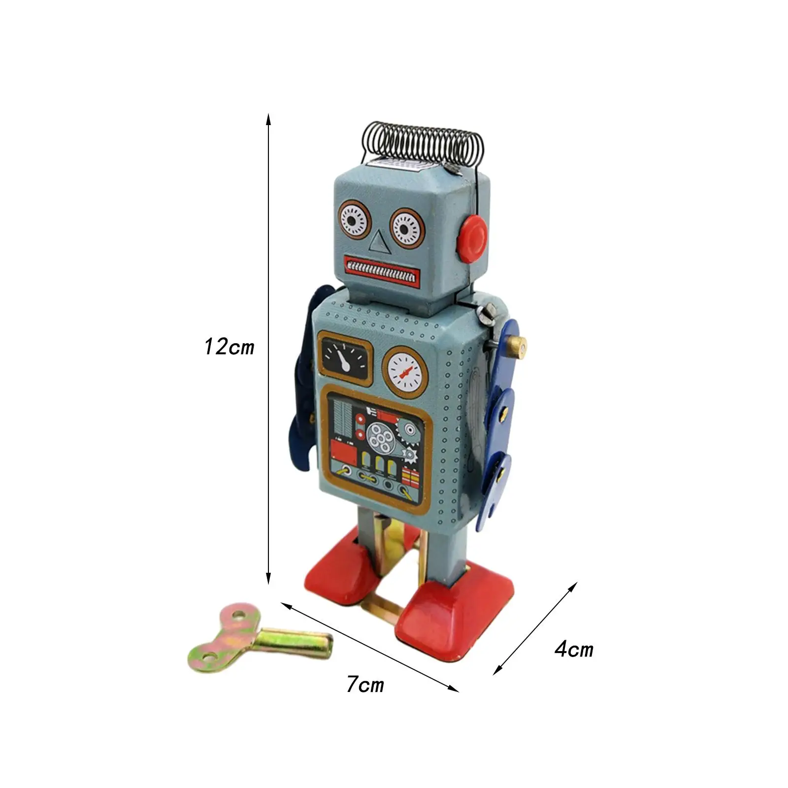 Wind Up Tinplate Toy Walking Robot Lovely Retro Clockwork Toy Collection for