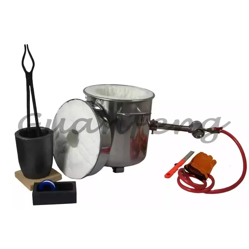 16 KG Large Gas Metal Melting Furnace Kit 2642°F / 1450°C Propane Forge Dual Burner 2 Crucibles Foundry Home Kiln Casting Tools