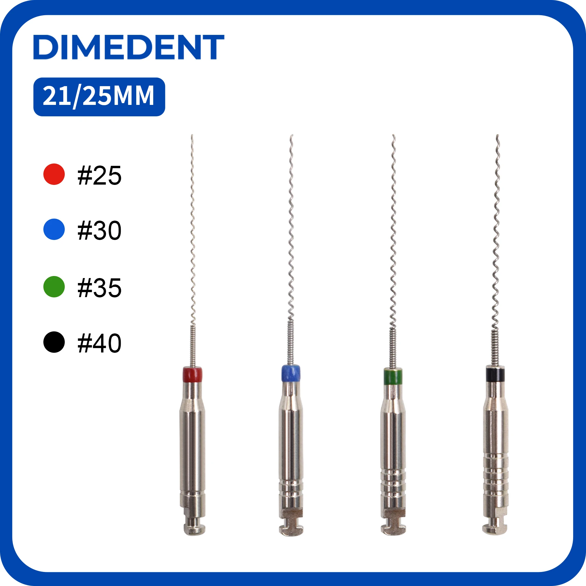 5Boxes DIMEDENT #25-40 Dental Rotary Paste Carriers 21/25mm Spiral Filler Lentulo Assorted Engine Filling Endo File Dentist Tool